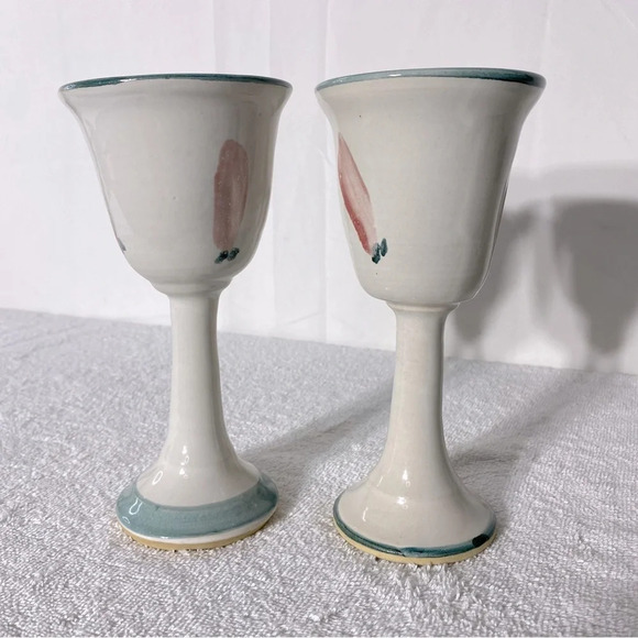 Vintage Ceramic Stoneware Pottery Goblets x2 - Picture 5 of 8